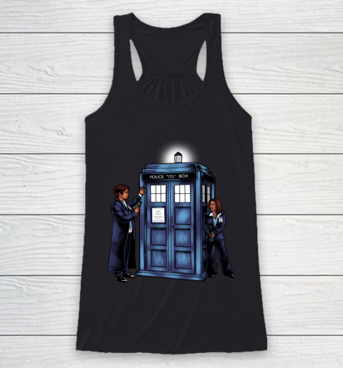 Doctor Who Shirt The Agents have the Phone Box Racerback Tank