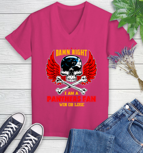 NFL Damn Right I Am A New York Jets Win Or Lose Skull Football Sports (2) Women's V-Neck T-Shirt 9