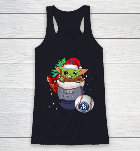 New York Yankees Christmas Baby Yoda Star Wars Funny Happy MLB Racerback Tank 8