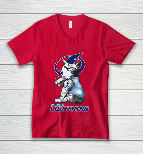 NHL My Cat Loves Tampa Bay Lightning Hockey V-Neck T-Shirt 6