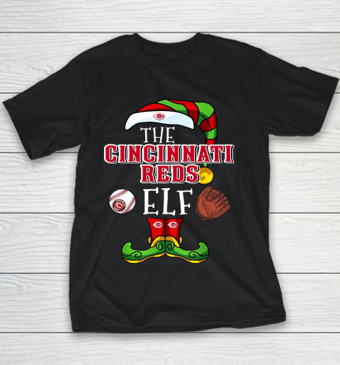 Cincinnati Reds Christmas ELF Funny MLB Youth T-Shirt