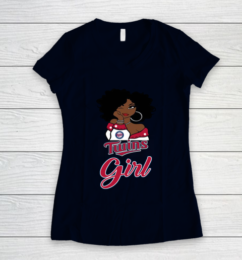 Minnesota Twinss Girl MLB Women's V-Neck T-Shirt 3