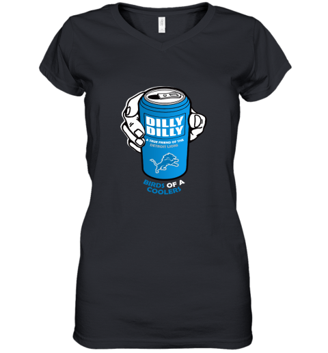 Bud Light Dilly Dilly! Detroit Lions Birds Of A Cooler Women's V-Neck T-Shirt