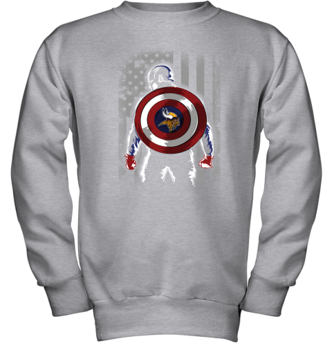 NFL Minnesota Vikings Captain America Marvel Flag Football Sports QuuSF1WoZ3Y youth sweatshirt 47 95 151514 front sport grey