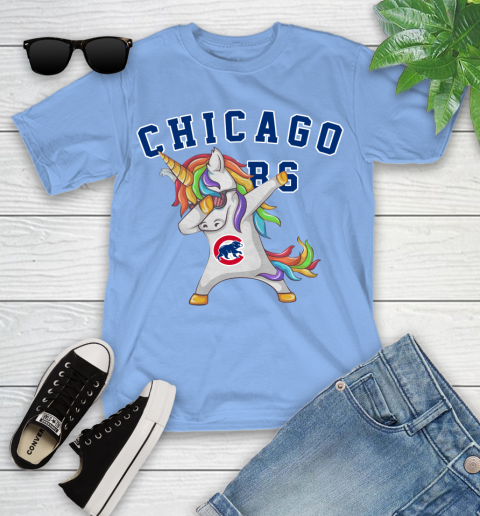 Chicago Cubs MLB Baseball Funny Unicorn Dabbing Sports Youth T-Shirt 11