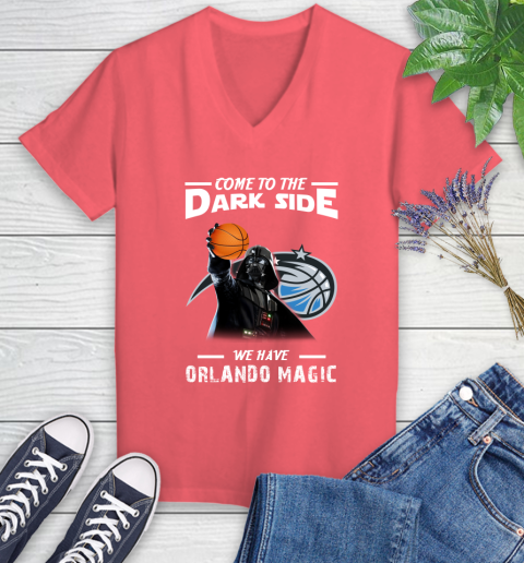 NBA Come To The Dark Side We Have Orlando Magic Star Wars Darth Vader Basketball Women's V-Neck T-Shirt 6