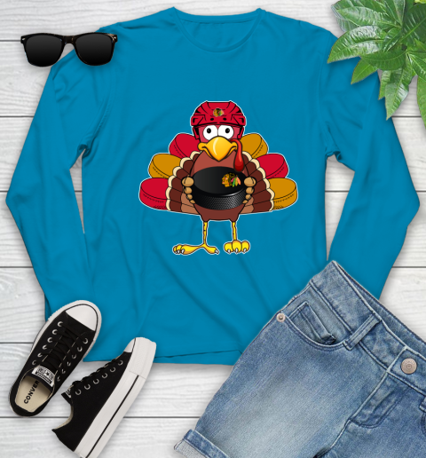 Chicago Blackhawks Turkey Thanksgiving Day Youth Long Sleeve 7