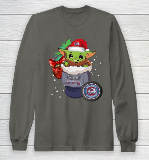 Colorado Avalanche Christmas Baby Yoda Star Wars Funny Happy NHL Long Sleeve T-Shirt 8