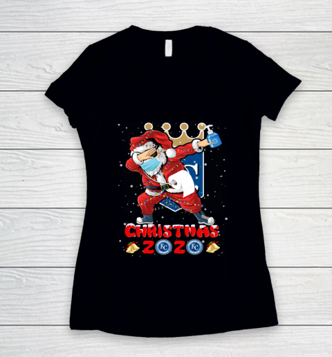 Kansas City Royals Funny Santa Claus Dabbing Christmas 2020 MLB Women's V-Neck T-Shirt