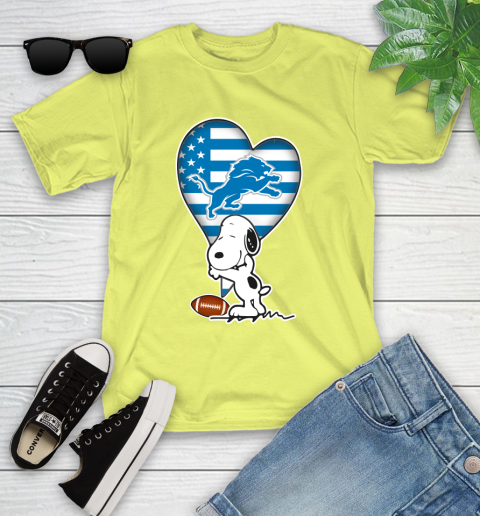 Detroit Lions NFL Football The Peanuts Movie Adorable Snoopy Youth T-Shirt 8