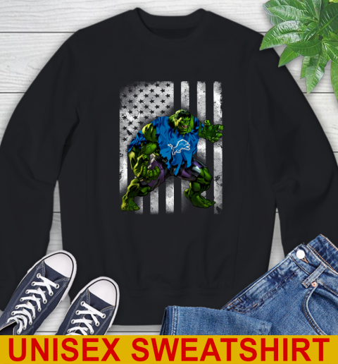 Detroit Lions Hulk Marvel Avengers NFL Football American Flag Sweatshirt