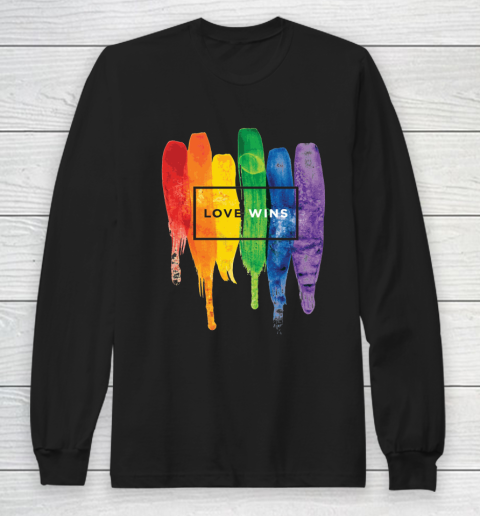 Love Wins LGBT Watercolor Rainbow Long Sleeve T-Shirt