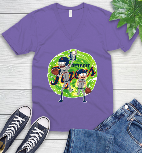 MLB Detroit Tigers Rick And Morty Baseball Sports V-Neck T-Shirt 10
