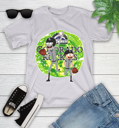 MLB Colorado Rockies Rick And Morty Baseball Sports Youth T-Shirt 4