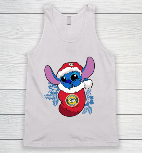 Green Bay Packers Christmas Stitch In The Sock Funny Disney NFL Tank Top 2