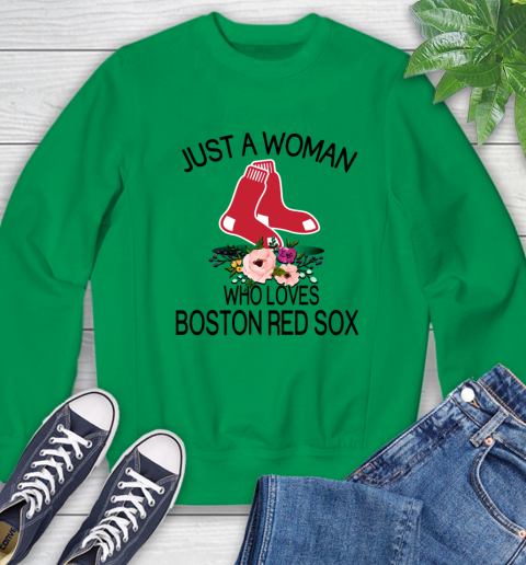 MLB Just A Woman Who Loves Boston Red Sox Baseball Sports Sweatshirt 4