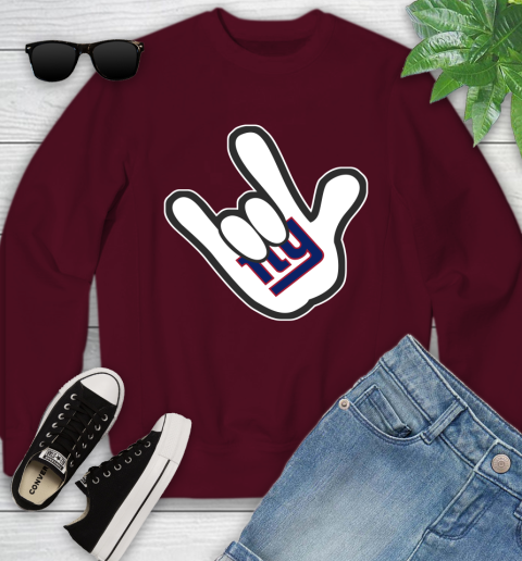 New York Giants NFL Football Mickey Rock Hand Disney Youth Sweatshirt 5
