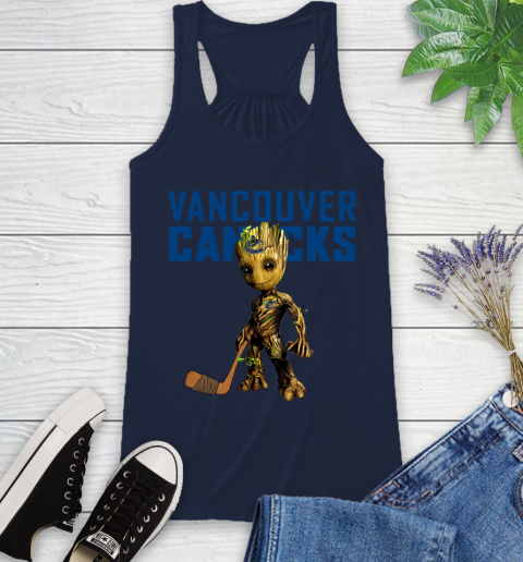 Vancouver Canucks NHL Hockey Groot Marvel Guardians Of The Galaxy Racerback Tank 12