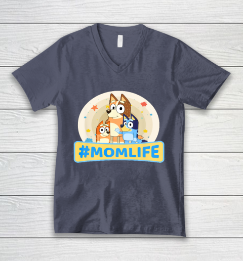 Bluey Mom Family For Life V-Neck T-Shirt 7