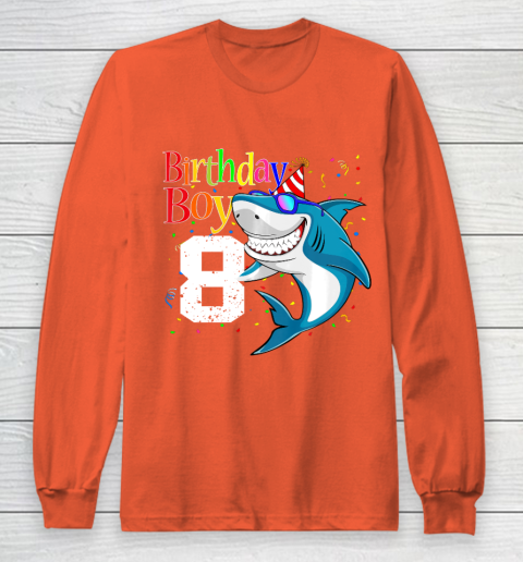 Kids 8th Birthday Boy Shark Shirts 8 Jaw Some Four Tees Boys 8 Years Old Long Sleeve T-Shirt 3