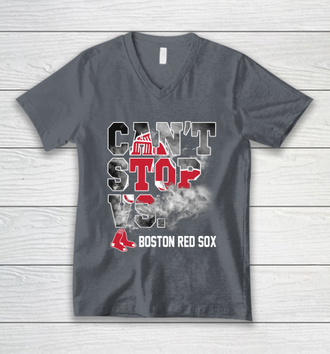 MLB Boston Red Sox Baseball Can't Stop Vs Boston Red Sox V-Neck T-Shirt 4