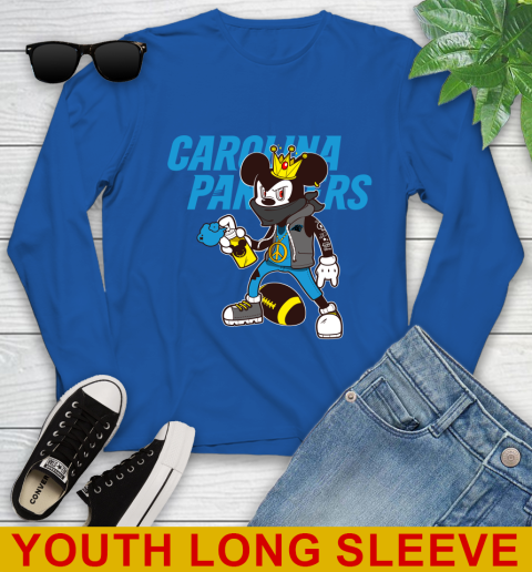 Carolina Panthers NFL Football Mickey Peace Sign Sports Youth Long Sleeve 10