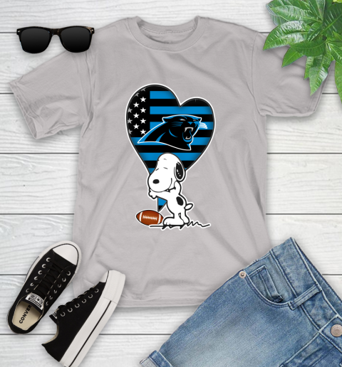 Carolina Panthers NFL Football The Peanuts Movie Adorable Snoopy Youth T-Shirt 12