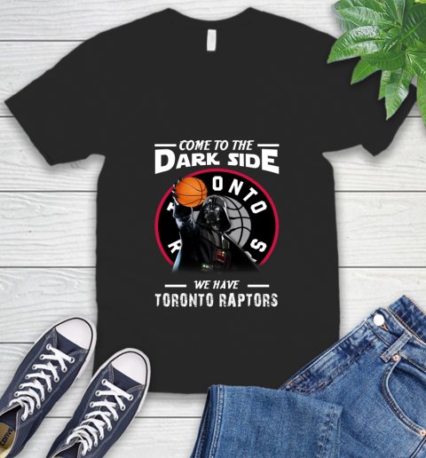 NBA Come To The Dark Side We Have Toronto Raptors Star Wars Darth Vader Basketball V-Neck T-Shirt