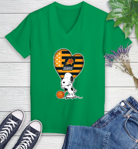 Phoenix Suns NBA Basketball The Peanuts Movie Adorable Snoopy Women's V-Neck T-Shirt 5