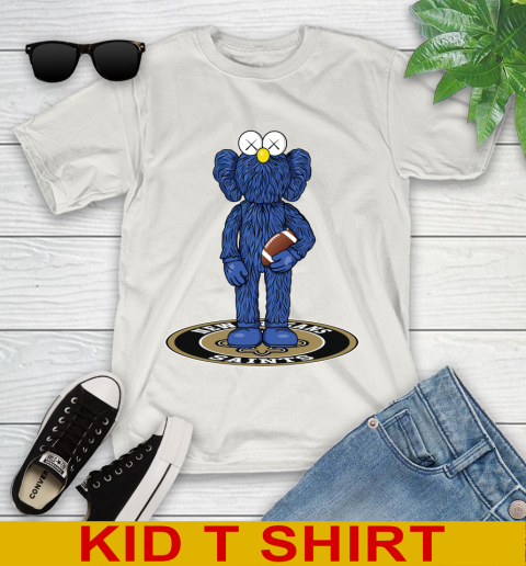 NFL Football New Orleans Saints Kaws Bff Blue Figure Shirt Youth T-Shirt 12