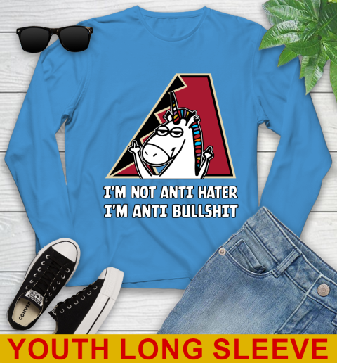 Arizona Diamondbacks MLB Baseball Unicorn I'm Not Anti Hater I'm Anti Bullshit Youth Long Sleeve 8