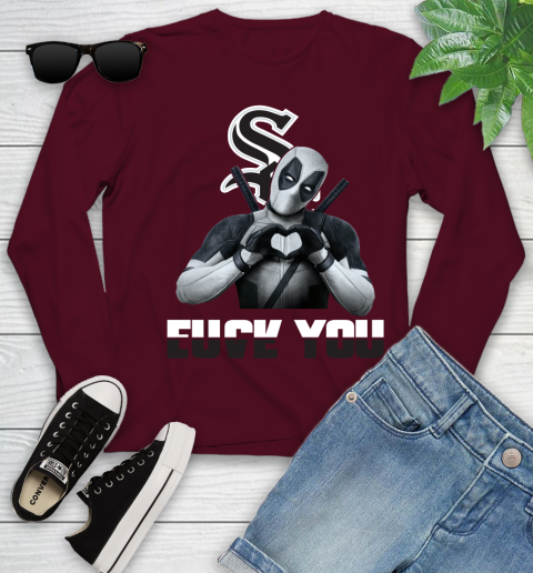 MLB Chicago White Sox Deadpool Love You Fuck You Baseball Sports Youth Long Sleeve 6