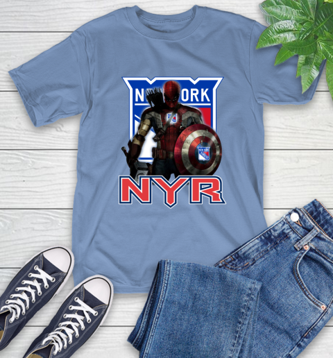 NHL Captain America Thor Spider Man Hawkeye Avengers Endgame Hockey New York Rangers T-Shirt 11