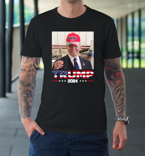 Joe biden Wearing A Trump Hat T-Shirt