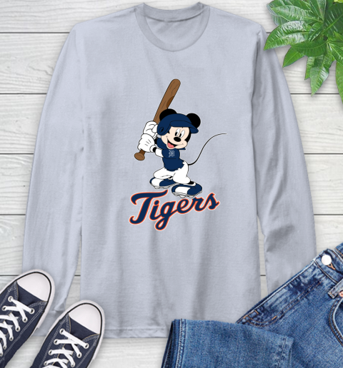 MLB Baseball Detroit Tigers Cheerful Mickey Mouse Shirt Long Sleeve T-Shirt 6