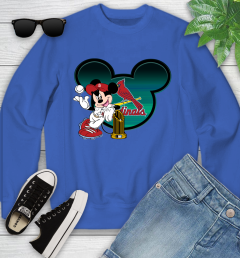 MLB St.Louis Cardinals The Commissioner's Trophy Mickey Mouse Disney Youth Sweatshirt 8
