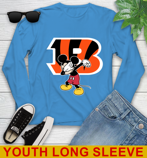 Cincinnati Bengals NFL Football Dabbing Mickey Disney Sports Youth Long Sleeve 8