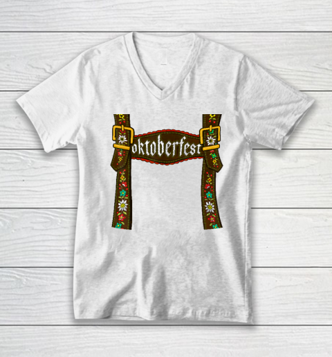 Oktoberfest Lederhosen Costume Cute German Bavarian V-Neck T-Shirt