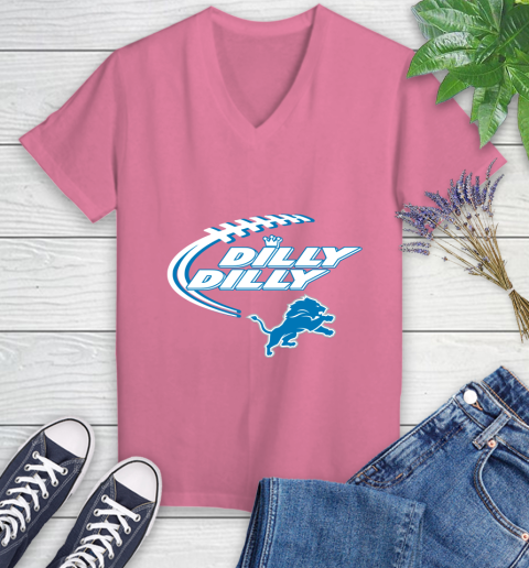 NFL Detroit Lions Dilly Dilly Football Sports Women's V-Neck T-Shirt 13