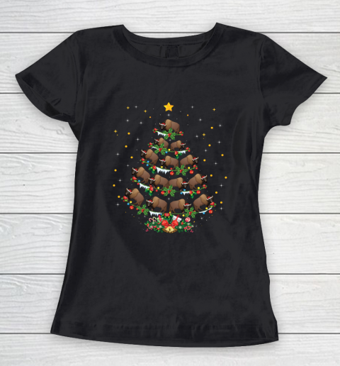 Funny Santa Bison Xmas Gift Bison Christmas Tree Women's T-Shirt