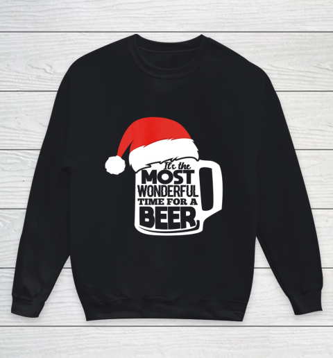 It s The Most Wonderful Time For A Beer Christmas Funny Xmas Youth Sweatshirt