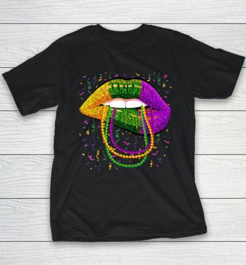 Mardi Gras Lips Queen Beads Outfit For Women Carnival Youth T-Shirt