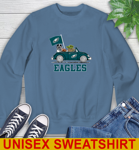 NFL Football Philadelphia Eagles Darth Vader Baby Yoda Driving Star Wars Shirt Sweatshirt 8