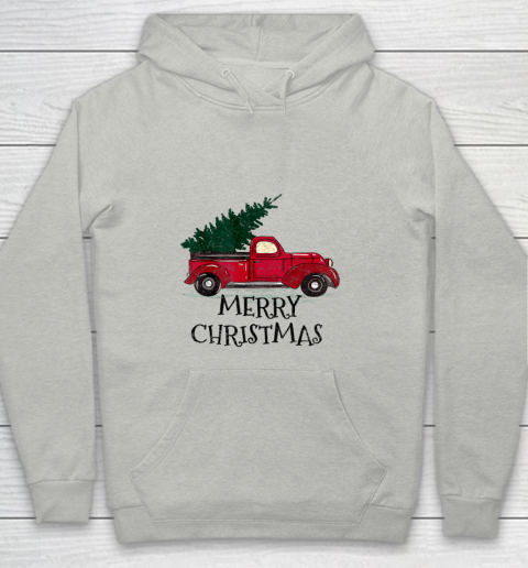 Vintage Red Truck With Merry Christmas Tree Youth Hoodie