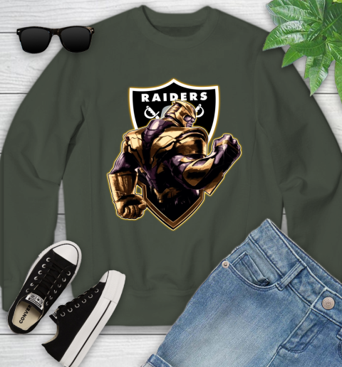 NFL Thanos Avengers Endgame Football Sports Oakland Raiders Youth Sweatshirt 10