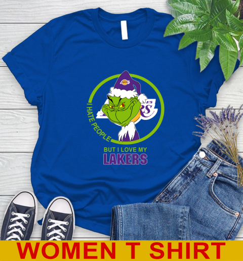 Los Angeles Lakers NBA Christmas Grinch I Hate People But I Love My Favorite Basketball Team Women's T-Shirt 9