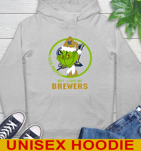 Milwaukee Brewers MLB Christmas Grinch I Hate People But I Love My Favorite Baseball Team Hoodie 6