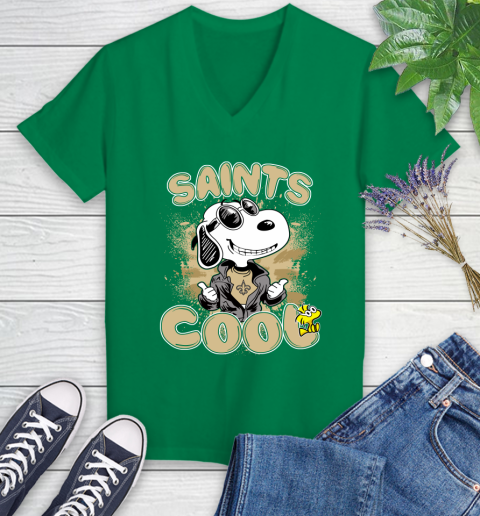 NFL Football New Orleans Saints Cool Snoopy Shirt Women's V-Neck T-Shirt 4