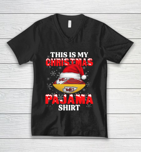 Kansas City Chiefs This Is My Christmas Pajama Shirt NFL V-Neck T-Shirt