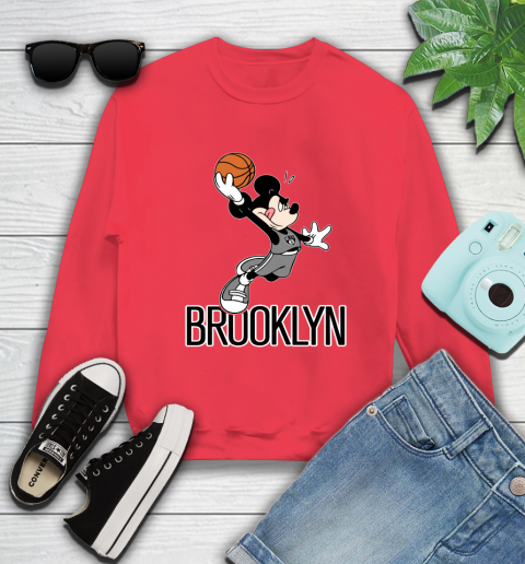 NBA Basketball Brooklyn Nets Cheerful Mickey Mouse Shirt Sweatshirt 10